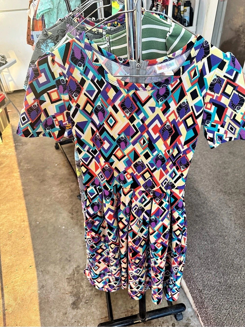 LuLaRoe Amelia Dress Geometric Print Mini Multicolor